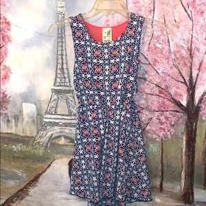 Lily Bleu high low sleeveless blue & pink dress youth size 8 EUC